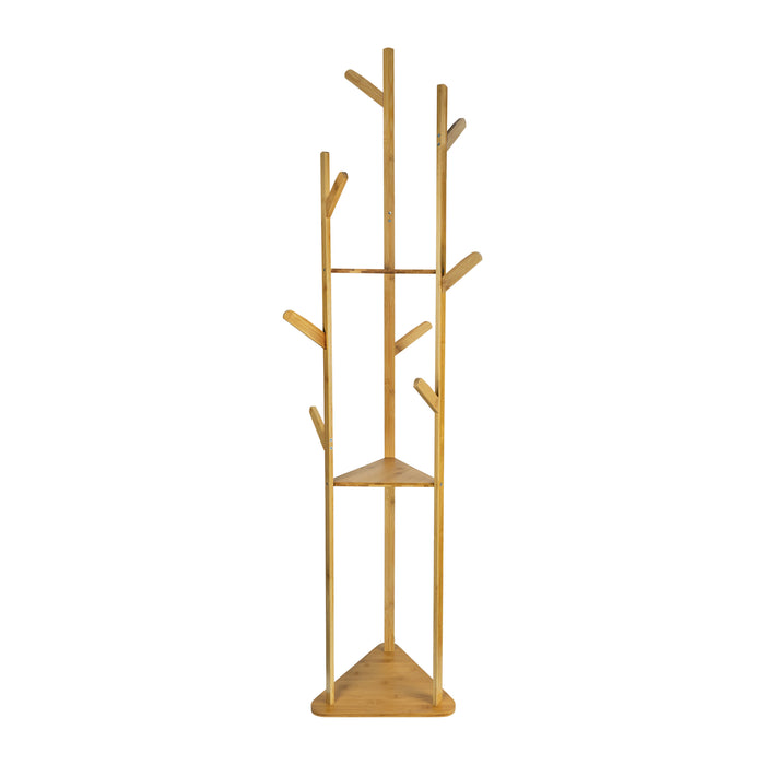 QUVIO Kapstok met drie planken - Hout - Lichtbruin