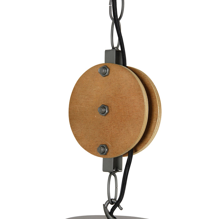 QAZQA Industriële hanglamp donkergrijs met hout 47 cm - Arthur
