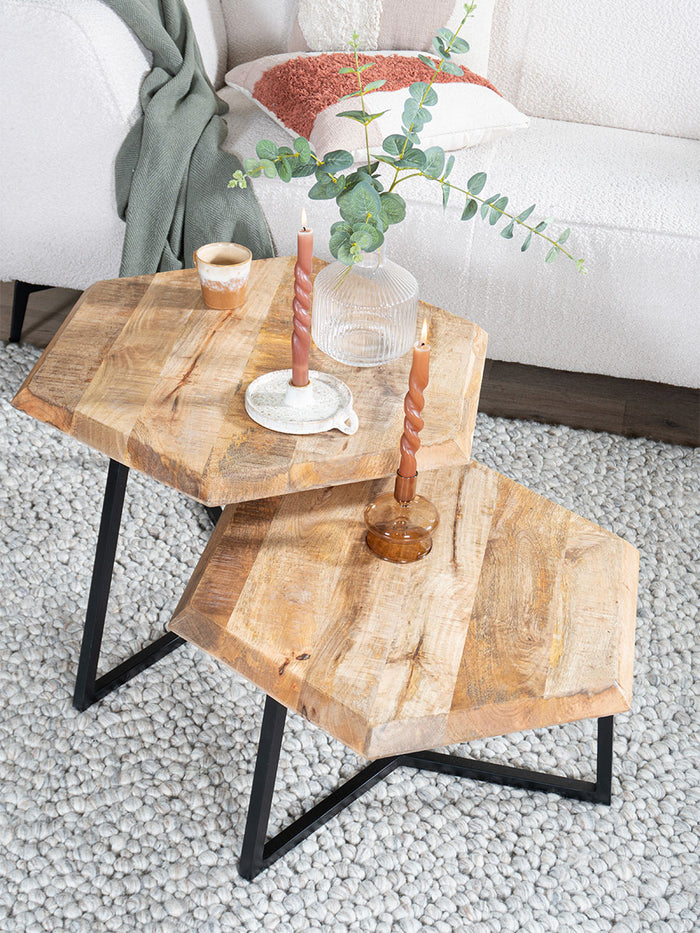 Home67 - Salontafel Kiara - Set van 2 - Achthoekige tafeltjes -