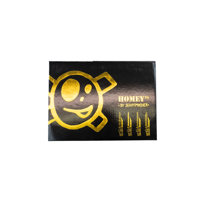 Homey's Schiffmacher 4-Delige Steakmessenset - 8cm - Wortelnotenhout