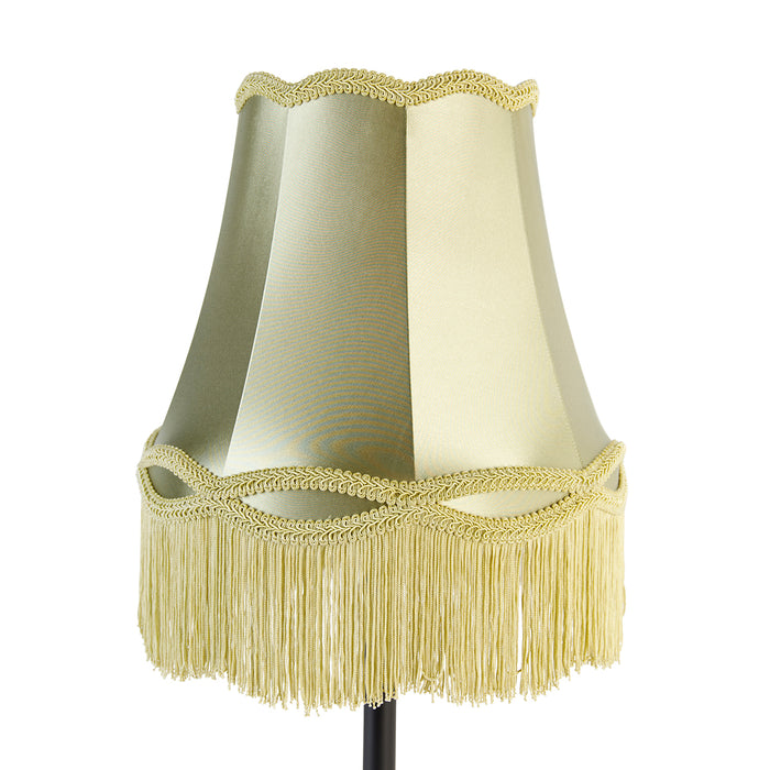 QAZQA Klassieke tafellamp zwart met granny kap groen 30 cm - Simplo