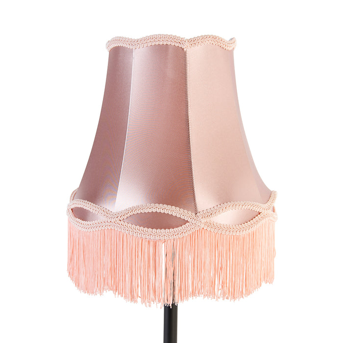 QAZQA Klassieke tafellamp zwart met granny kap roze 30 cm - Simplo