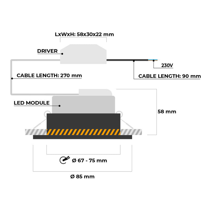 HOFTRONIC 6x Mari - LED Inbouwspots Badkamer IP65 Zwart