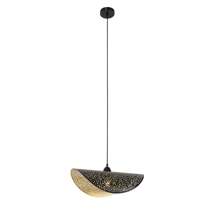 QAZQA Oosterse hanglamp zwart met goud 50 cm - Japke
