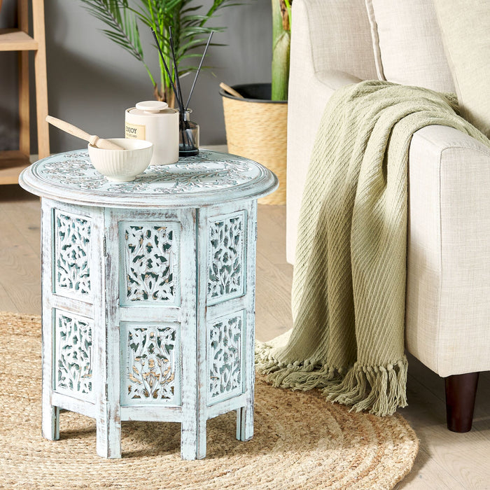 Beliani - BORAI - Bijzettafel - Lichtblauw - Mangohout