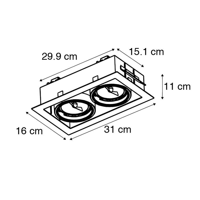 QAZQA Set van 6 inbouwspots zwart AR111 verstelbaar 2-lichts - Oneon