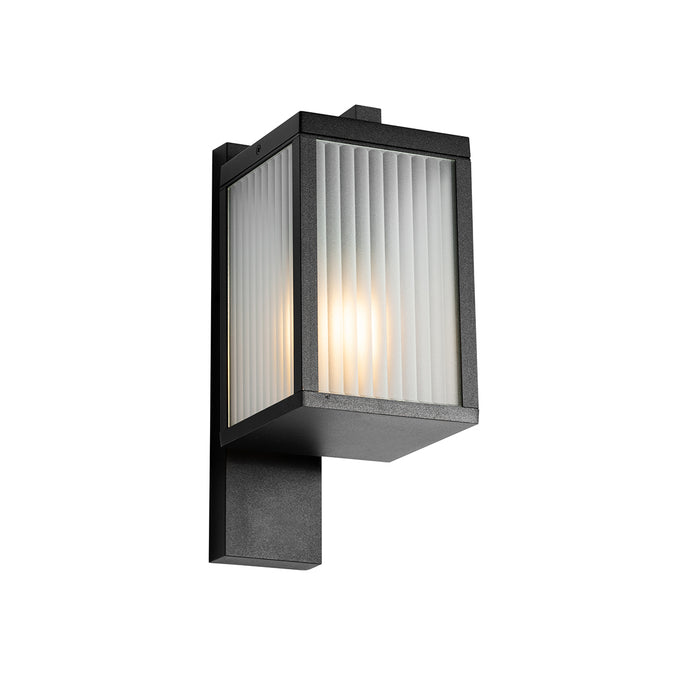 QAZQA Buiten wandlantaarn zwart met ribbel glas IP44 - Charlois