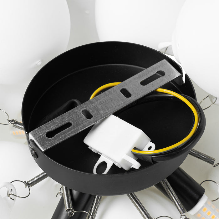 QAZQA Art deco plafondlamp zwart met opaal glas 3-lichts - Uvas