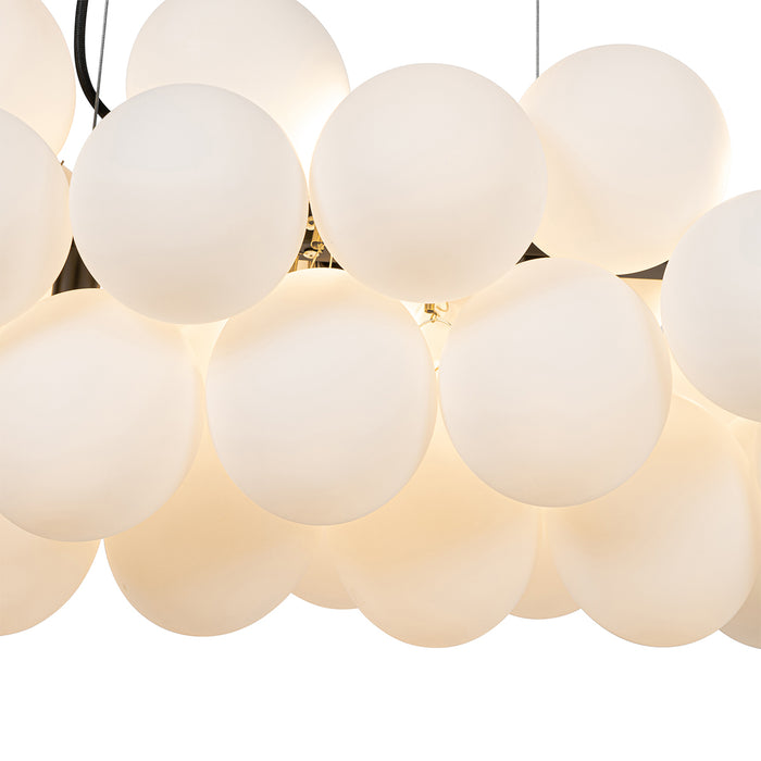QAZQA Hanglamp zwart met opaal glas 8-lichts langwerpig - Uvas