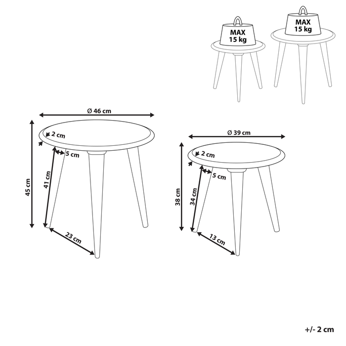 Beliani - HURSI - Bijzettafel set - Lichte houtkleur - Mangohout