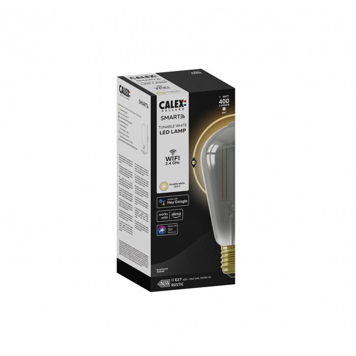 Calex Slimme Lamp - E27 - ST64 - Titanium - Warm Wit licht - 7W