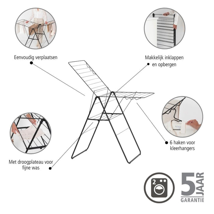 Brabantia HangOn Droogrek 20 Meter - Matt Black