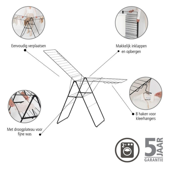 Brabantia HangOn Droogrek 25 Meter - Matt Black