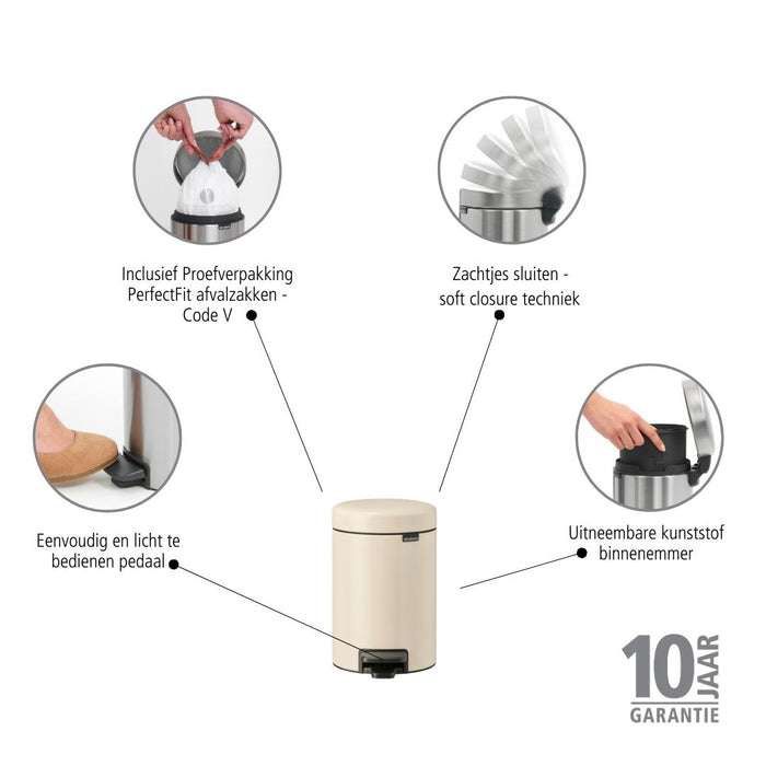 Brabantia NewIcon Pedaalemmer 3 L - Soft Beige