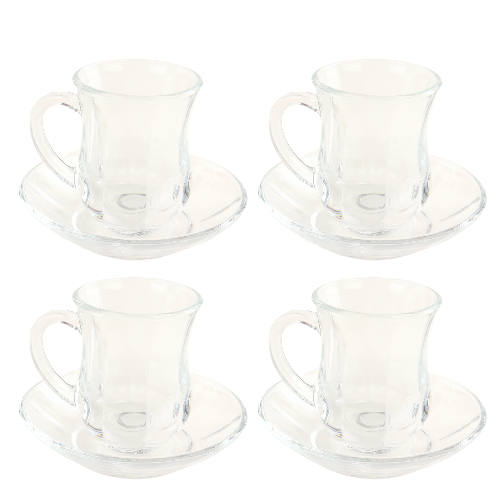 OTIX Turkse Theeglazen met Schotel Set van 4 met Oor Marokkaanse Th...