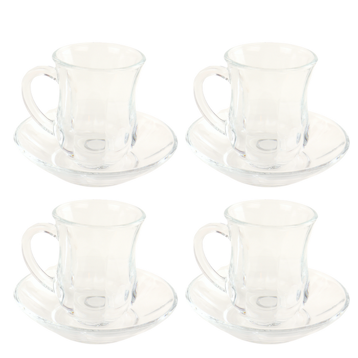 OTIX Turkse Theeglazen met Schotel Set van 4 met Oor Marokkaanse Th...