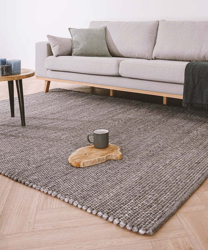 Nordic Weavers Wollen vloerkleed Lett - grijs - 60x120 cm