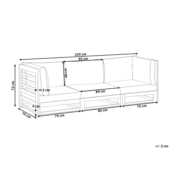 Beliani - TRANI - Tuinbank 3-zits - Bruin - Acaciahout