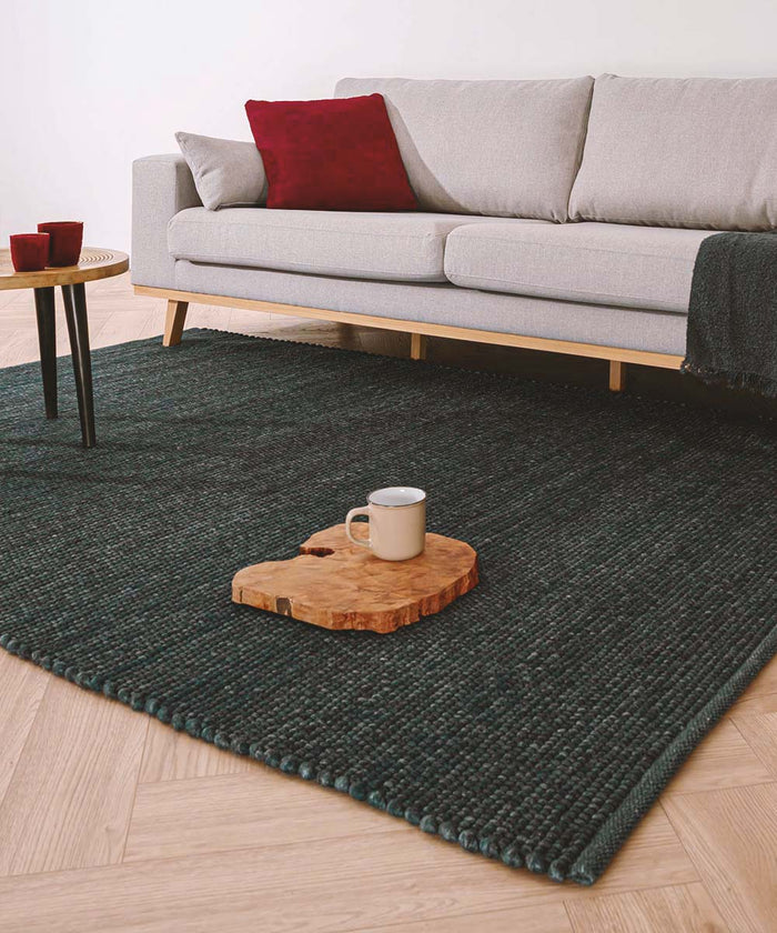 Nordic Weavers Wollen vloerkleed Lett - petrol - 160x230 cm