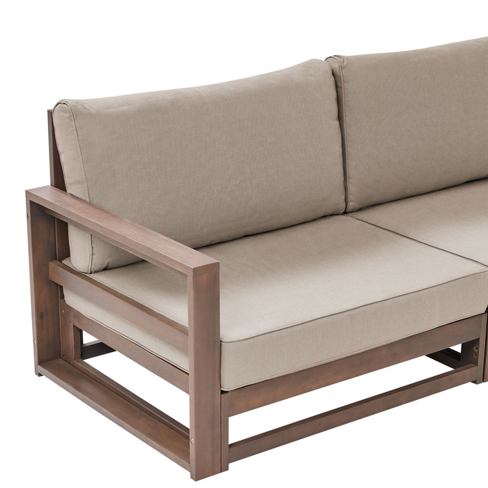 Beliani-TIMOR II-Loungeset 5-zits-Donkere houtkleur-FSC® acaciahout