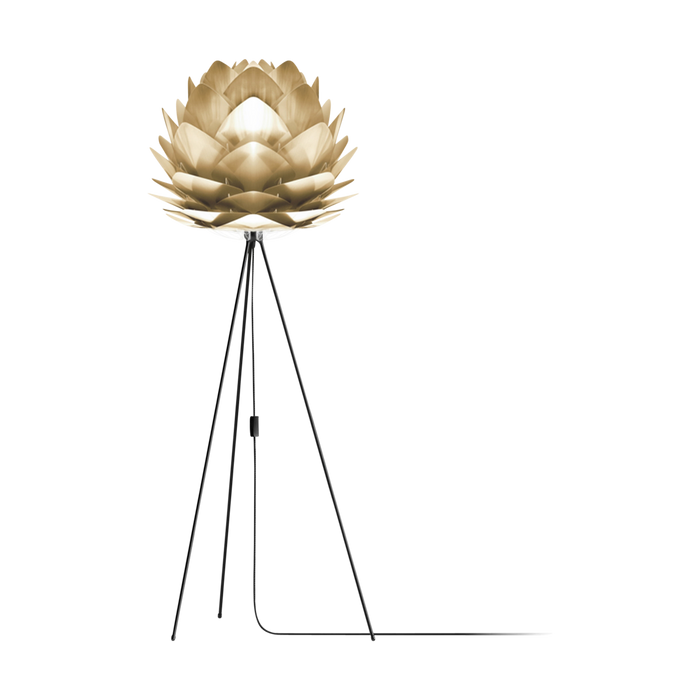 Umage Silvia Medium vloerlamp brushed brass - met tripod zwart - Ø 50