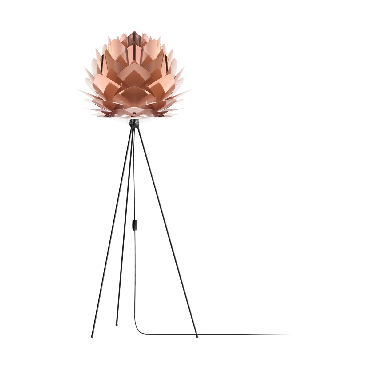 Umage Silvia Medium vloerlamp copper - met tripod zwart - Ø 50 cm
