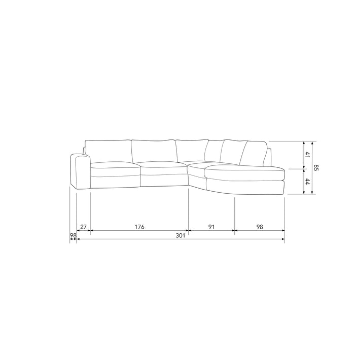 vtwonen Family Hoekbank Ronding Rechts - Groen