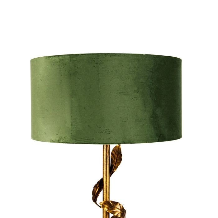 QAZQA Vintage vloerlamp antiek goud met groene kap - Linden