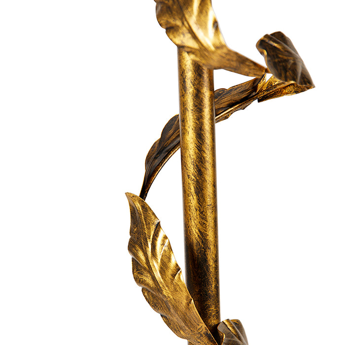 QAZQA Vintage vloerlamp antiek goud met groene kap - Linden