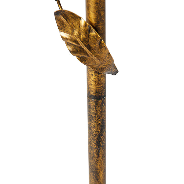 QAZQA Vintage vloerlamp antiek goud met groene kap - Linden