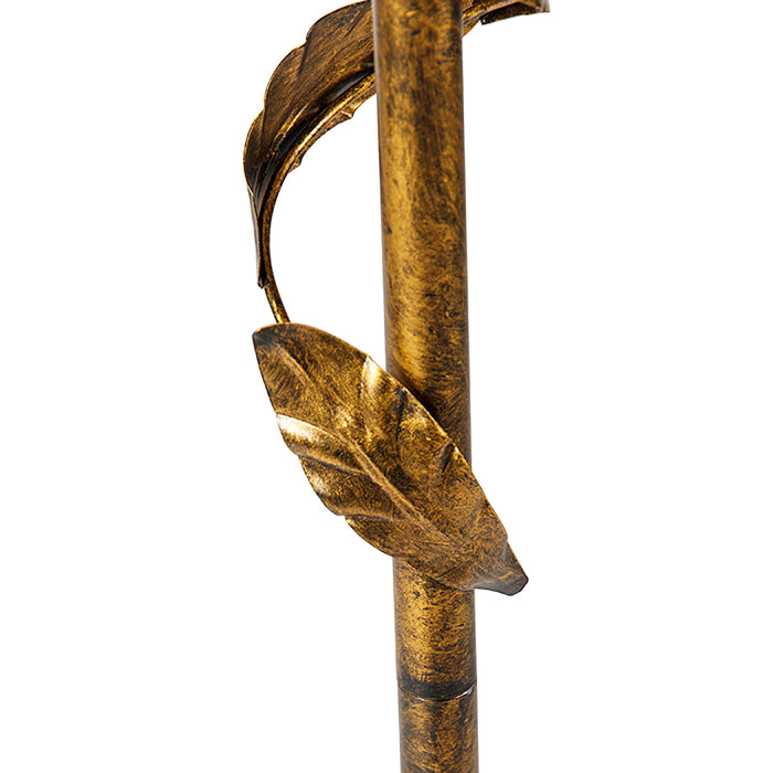 QAZQA Vintage vloerlamp antiek goud met groene kap - Linden