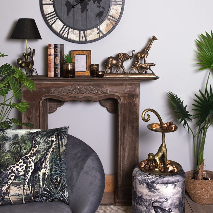 Clayre & Eef Theelichthouder  Ø 6x5 cm Bruin Glas Metaal