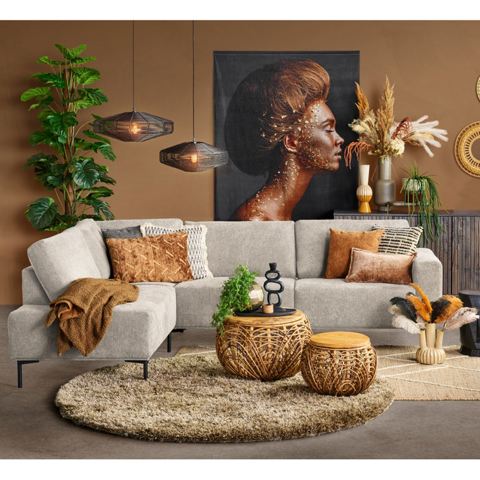 Hoekbank Deventer - Grijs - Textiel - 275x86x205cm (BxHxD)