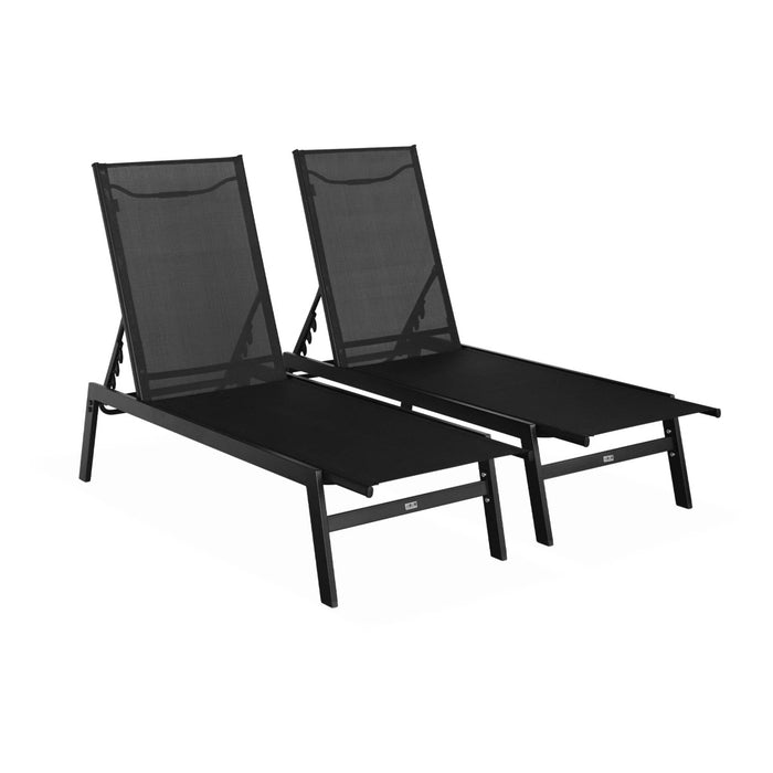 sweeek - Ligstoelen met meerdere posities textileen en metaal (set van