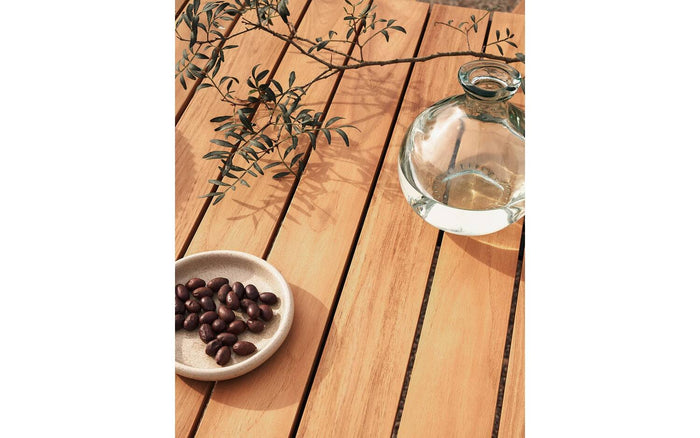 Kave Home - Bona 100% buitentafel in massief teakhout en aluminium met