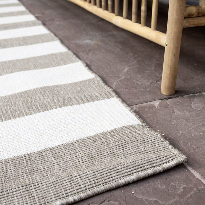 Eva Interior Loper Buitenkleed Stripes - Bruin|Grijs  - 80 x 250cm