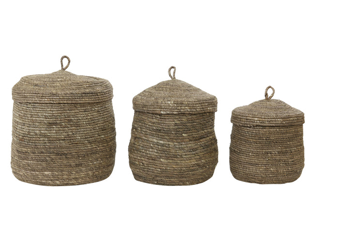 Light&living Mand S|3 met deksel max Ø36x42 cm MANGALA donker bruin