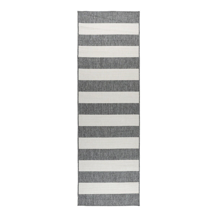 Eva Interior Loper Buitenkleed Stripes - Grijs|Wit  - 80 x 250cm
