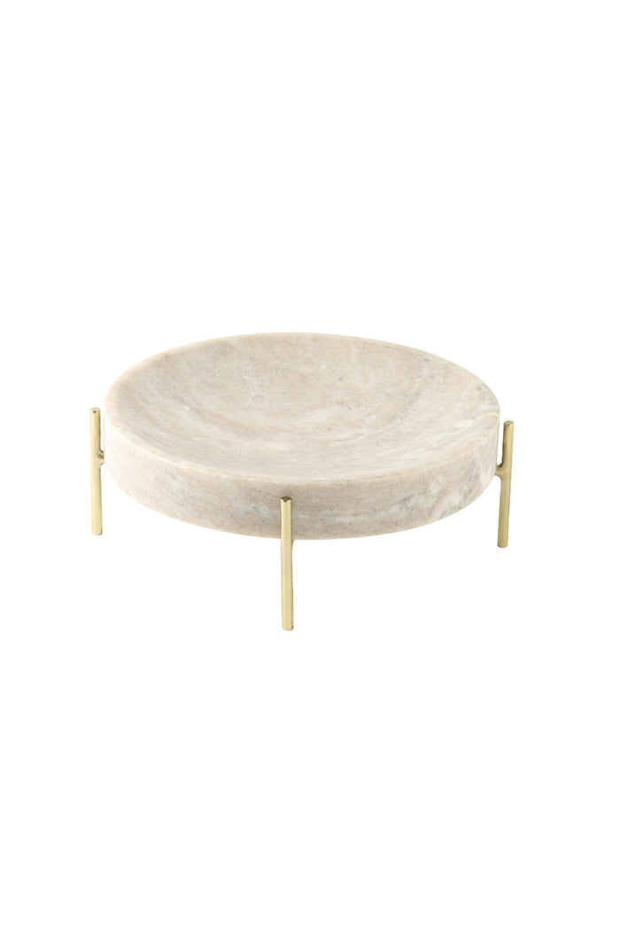 Light&living Schaal op voet Ø27x9 cm ELSEMIEK bruin-wit marmer+goud