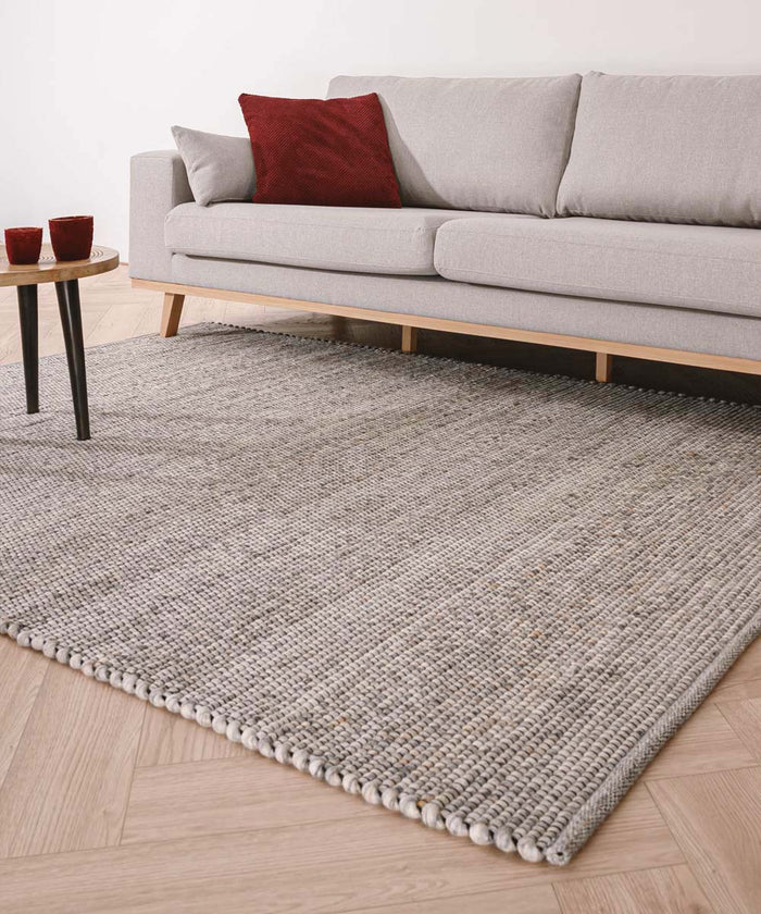 Nordic Weavers Wollen vloerkleed Lett - lichtgrijs - 90x160 cm