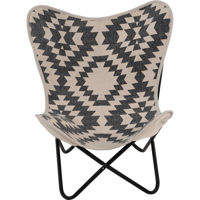 Lesli Living Brent vlinderstoel zwart|wit