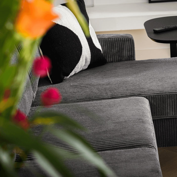 Vurna Glasco 3-zits hoekbank rechts rib antraciet