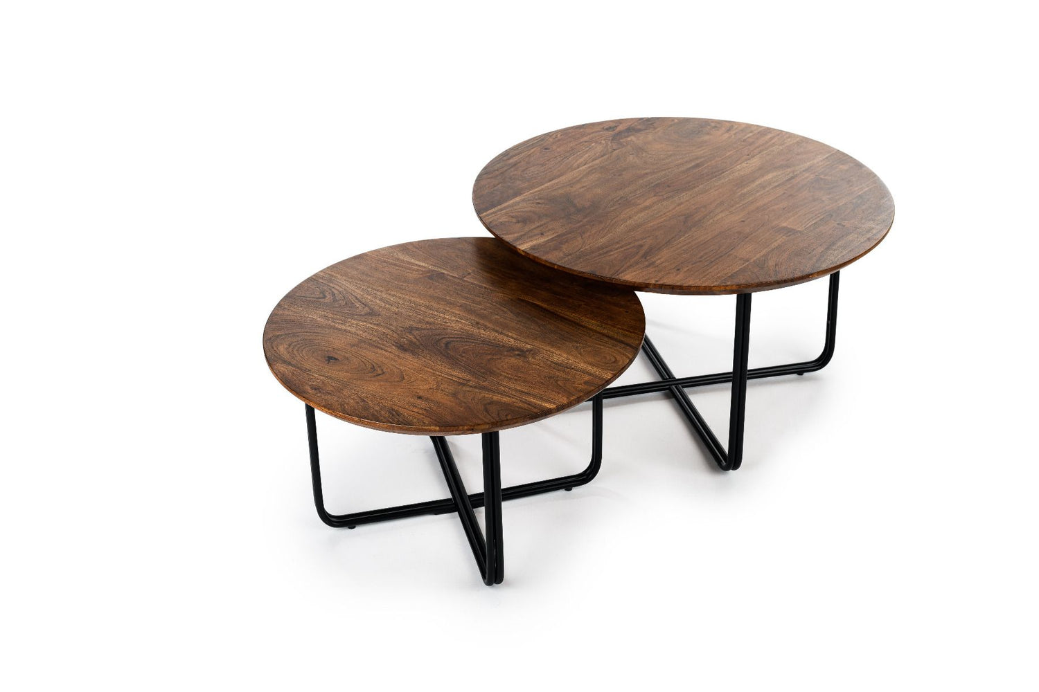 Vurna Susanne salontafel rond buisframe acaciahout bruin 75 cm| set