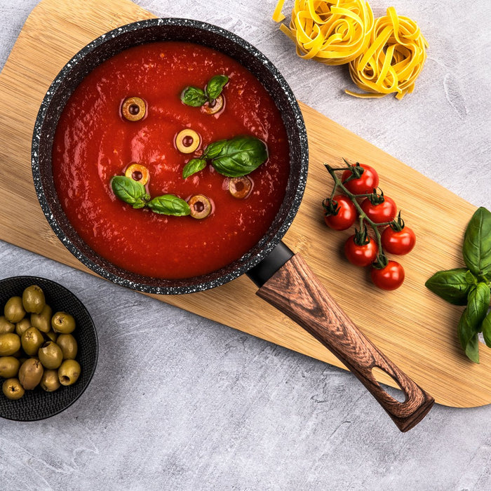 Westinghouse Pannenset - Steelpan 18cm + Braadpan 24cm – Marmer Wood