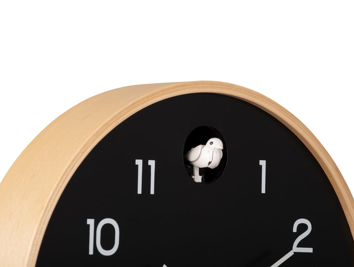 Karlsson - Wall clock Natural Cuckoo birch wood black