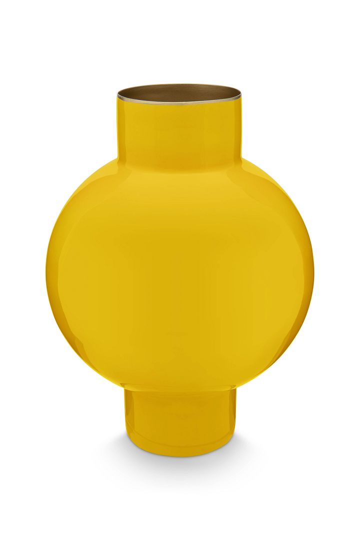 Pip Studio Metalen Vaas - Bloemenvaas - Geel - 18x24cm