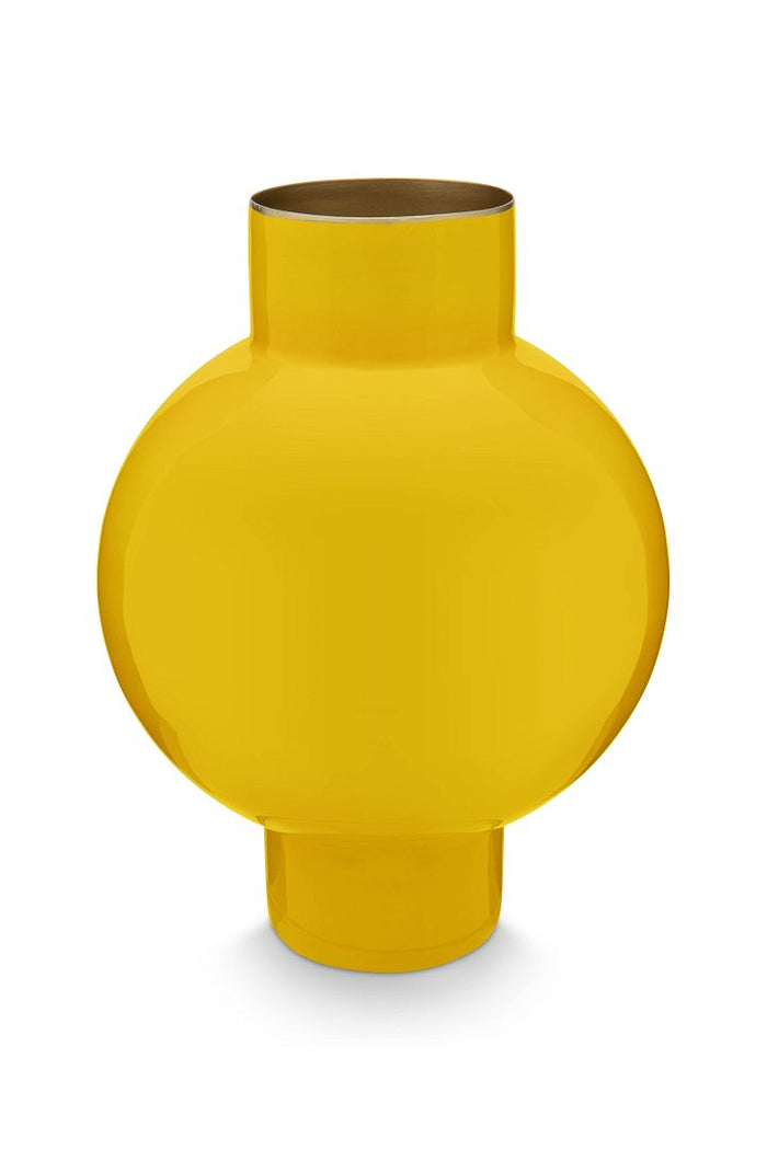 Pip Studio Metalen Vaas - Bloemenvaas - Geel - 18x24cm