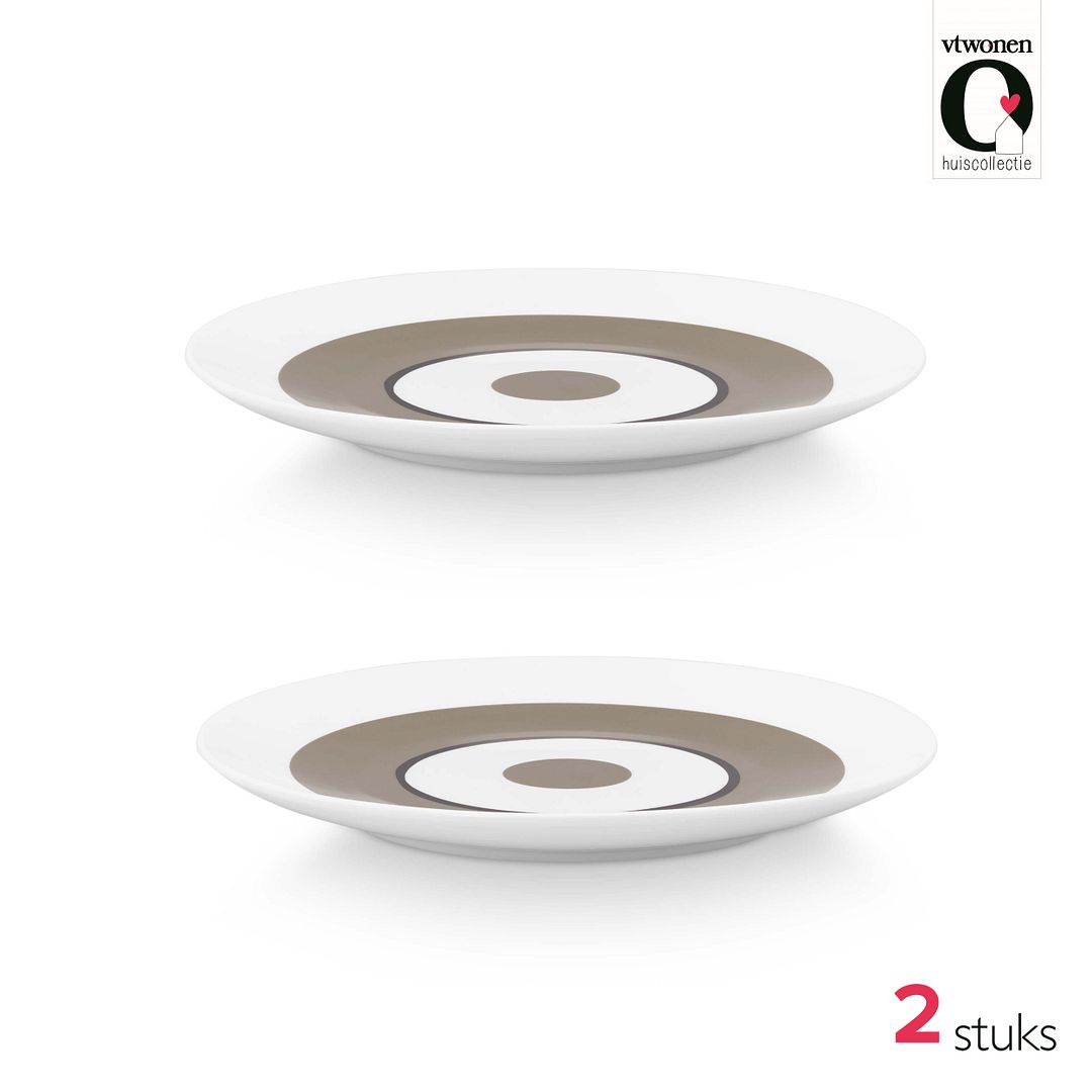 vtwonen Dinerborden - Circles - Zand - Set van 2