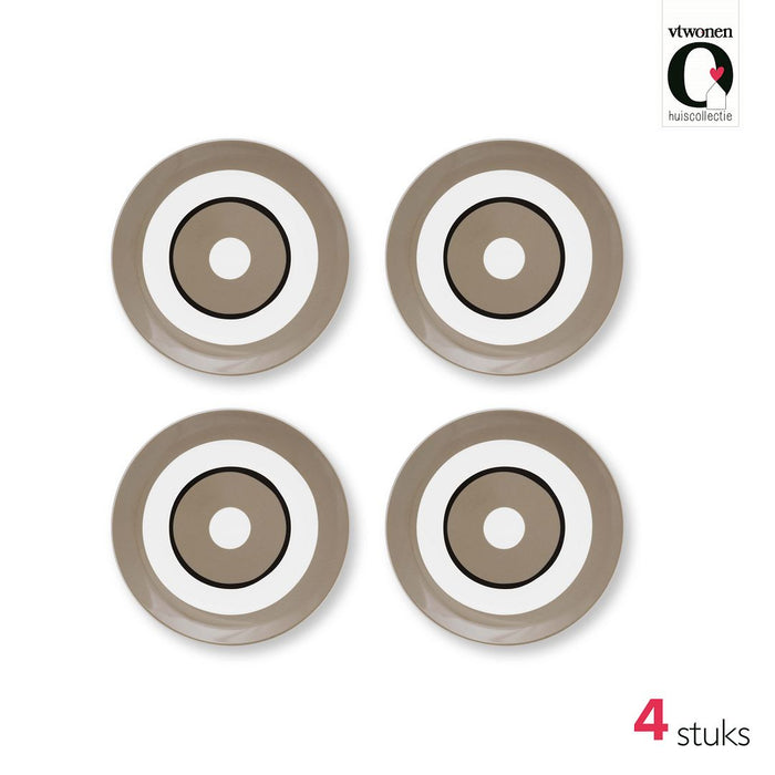 vtwonen Gebaksbordjes - Circles - Zand - Set van 4