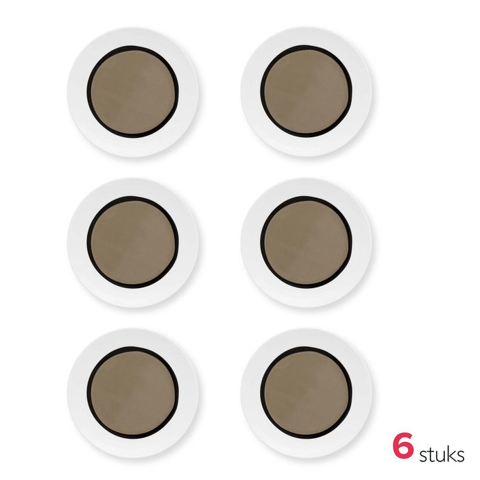 vtwonen Petit Four Bordjes - Circles - Zand - Set van 6